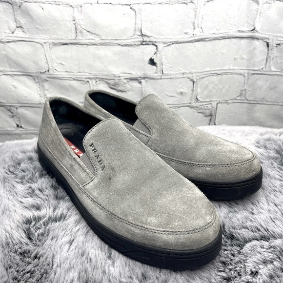 PRADA Sport Grey Suede Sneakers Size 38.5 - Picture 1 of 9
